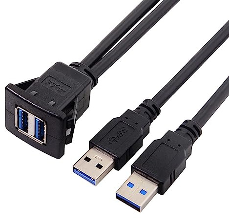 CY, prolunga doppia USB 3.0 per cruscotto auto, cavo AUX da 1 m, impermeabile