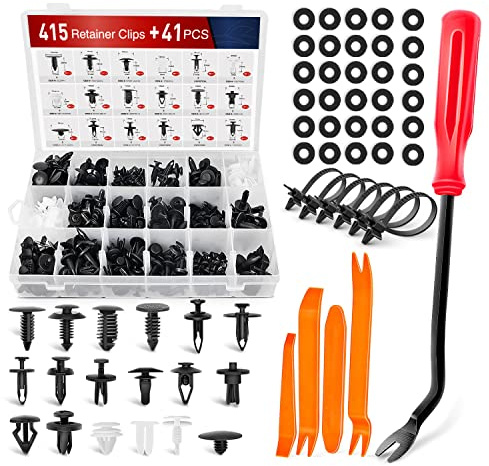 Nilight 415 Pcs Car Retainer Clips & Fastener Remover - 18 Most Popular Sizes Auto Push Pin Rivets Set -Door Trim Panel Compatible with GM Ford Toyota Honda Chrysler(CL-19)