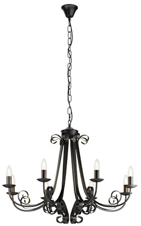 Lindby Kronleuchter Scaleria (Retro, Vintage Antik) in Braun aus Metall (8 flammig E14) - Pendelleuchte Hängelampe Lüster Lampe Deckenleuchte Deckenlampe Wohnzimmerleuchte