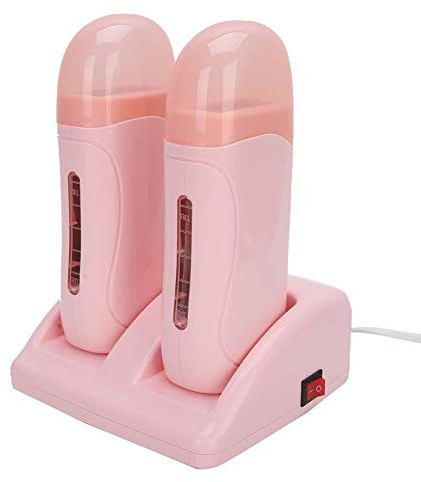 Chauffe-cire à rouler avec double cartouches, Chauffe Cire Roll on Epilatio Appareil Double Cartouches Cire épilation Machine à cire épilatoire à rouleau de cire d'épilation professionnelle (Rose)
