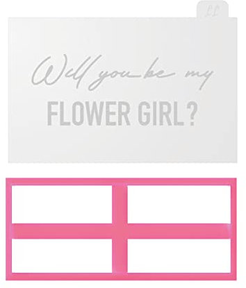 LissieLou Will You Be My Flower Girl Ausstecher und Prägegerät Brautparty Zuckerguss Stempel Fondant Prägeer - Hellrosa / transparent
