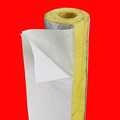 DUTIL Tubo de Lana de Vidrio, Tubo de Aislamiento de Lana de Roca, Tubo de Aislamiento de Papel de Aluminio Autoadhesivo Abierto, 50mm de Espesor, diámetro Interior 27-219mm