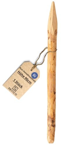 Sevico Haselnuss Staketenzaun Pfosten Zaunpfahl Holzpfosten Zaunpfähle Angespitzte Holz-Pfahl Höhe 90cm