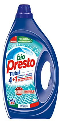 Bio Presto Liquido Igiene & Freschezza Detersivo Lavatrice Liquido con Smacchiatore, 35 Lavaggi