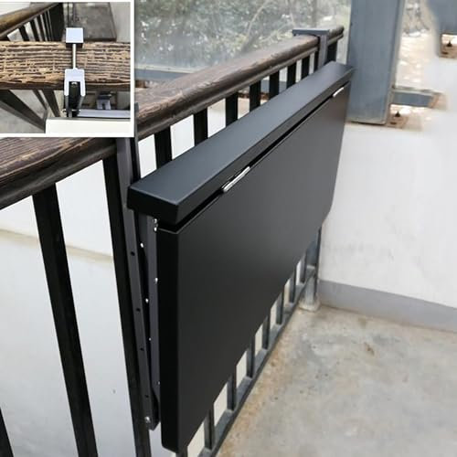 DooBey Hängender Balkontisch, 80 x 40 cm, höhenverstellbarer Wandklapptisch, multifunktionaler Geländer-Hängetisch für den Innen- und Außenbereich, Terrasse, Garten
