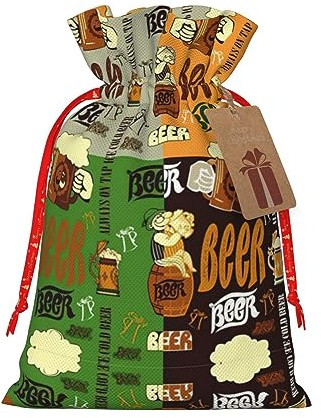 DURAGS Bier-Geschenktüte mit Kordelzug, schicke Stoff-Geschenktüte für Weihnachten – ideal für jeden Anlass
