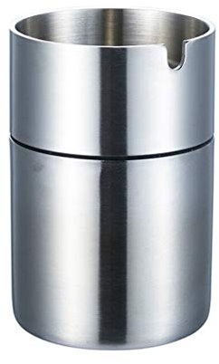 Cendrier Cendrier en acier inoxydable Cendrier à fumer de bureau couvert Coupe-vent anti-odeur pour table de bureau à domicile Porte-cendres