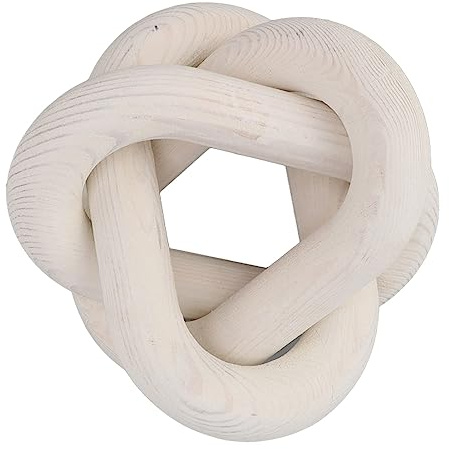 Gsycle Wood Knot Decor, 3-Link Wood Chain Link Decor Boho Wooden Ornaments Small White Coffee Table Decoration for Bookcase Coffee Table Living Room