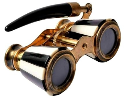 Antique Style Opera Glasses Binoculars – Mother of Pearl Handle Brass Body, Vintage Inspired Theater Viewing Gift