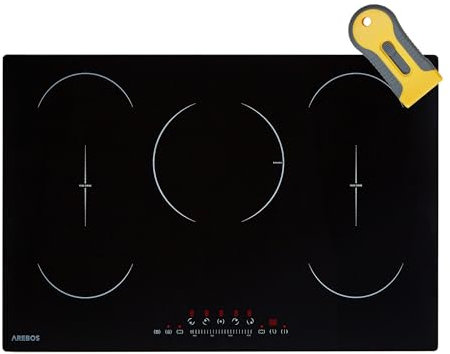 Arebos Table de cuisson à induction | 9800 W | 5 plans de cuisson avec 2 zones flexibles | avec Sensor Touch, minuterie, sécurité enfants, protection contre la surchauffe, arrêt automatique