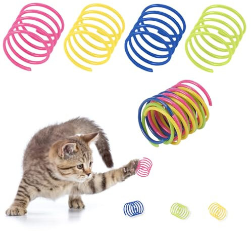 100 Stück Katzenspielzeug Spirale Set, Cat Spring Spielzeug,Kunststoffspiralfedern Interaktives Spielzeug, Breit Bunte Spiralfedern Katzenspielzeug für Katzen, Hunde, Haustiere Schlagen, Beißen, Jagen