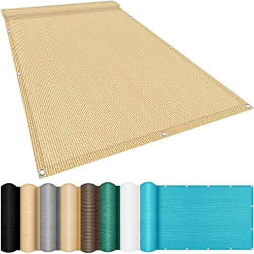 Sonnensegel Atmungsaktiv Rechteckig mit Ösen 1.8 x 5 m, 98% Uv-Schutz,Atmungsaktiv,Isolierung, Markisenschutzhüllen Sonnensegel Leinwand, Sun Segel Sonnensegel, für Garten Balkon, Sandgelb