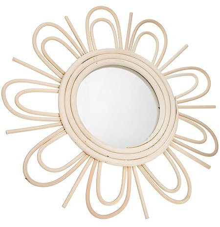 ABOOFAN Dekorspiegel Im Rattan-gewebestil Wanddekoration Für Boho-wandkunst Einfacher Stil Spiegel Zum Aufhängen Einzigartiger Hängespiegel