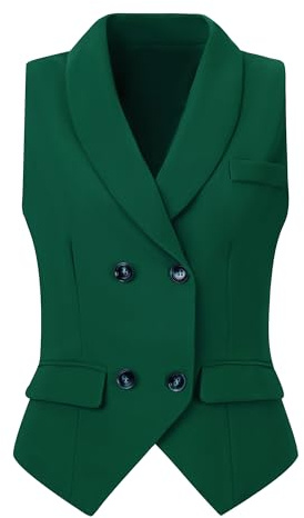 Allegra K Dressy Waistcoat Vest Décontracté Femme (lot de 1) | Double Boutonnage avec Col Châle Revers