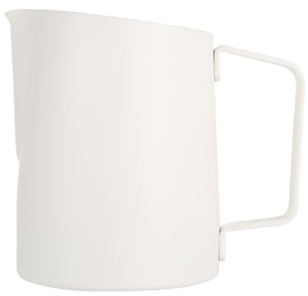 Dianoo Pichet à mousse de lait avec poignée, 500 ml en acier inoxydable, pour café, cappuccino, latte, art, blanc
