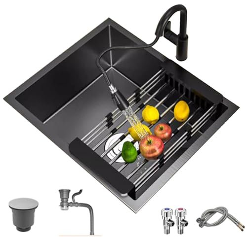 CRBUDY Fregadero de Cocina para apartamento pequeño con escurridor, Fregadero de Bar para Restaurante, Fregadero de preparación con sifón de un Solo tazón, fregaderos de Lavabo para lavad