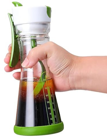 LearnLyrics Mezclador de aderezo de ensalada, recipiente de aderezo de ensalada, mezclador de aderezo de restaurante, contenedor de coctelera casero, mezclador manual de aderezo de ensalada para