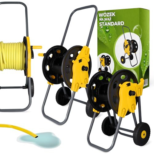 Carrello Avvolgitubo da Giardino 45 m con Bobina Avvolgibile Supporto con Ruote Manico Portatile Cavalletto Avvolgitore Robusto Antigroviglio Leggero e Durevole Ideale per Grandi Giardini