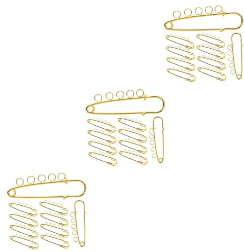 SEWACC 30 STK 5-Loch-sicherheitsnadel Schmuckabzeichen Pins Betriebssicherheit Kilt Broschen Herstellen Bastelzubehör Brosche Für DIY Brosche Basis Stifte Decke Brosche Golden Legierung
