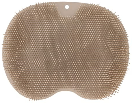 Duschfotskrubber med halkfria sugkoppar, större duschfotskrubbermatta för fotexfoliering, väggmonterad exfolieringsborste för ryggskrubb (12 * 8in brun)