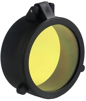 MNUPL 1pc 30-69MM Trasparente Portata del Fucile Copriobiettivo Flip Up Rapido Primavera Tappo di Protezione Giallo Obiettivo Coperchio for Pistola Calibe(59MM)