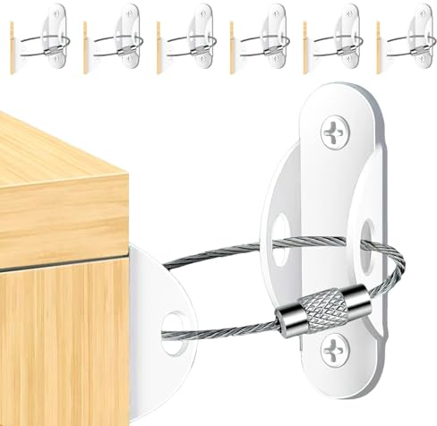 Kippsichere Metall-Möbelgurte für die Sicherheit von Babys und Haustieren – robuste Wandanker zur Sicherung von Schränken, Bücherregalen, Kommoden und mehr – einfache Installation, abnehmbares Design,