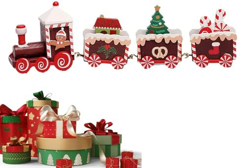 Spielzeugeisenbahn Weihnachtsdekoration,Dekoratives Weihnachtseisenbahnspielzeug | Weihnachtsfiguren Dekotabletts - -Zug-Dekoration, Weihnachtsfiguren, dekorative Tabletts, Zug-Weihnachtsschmuck-D