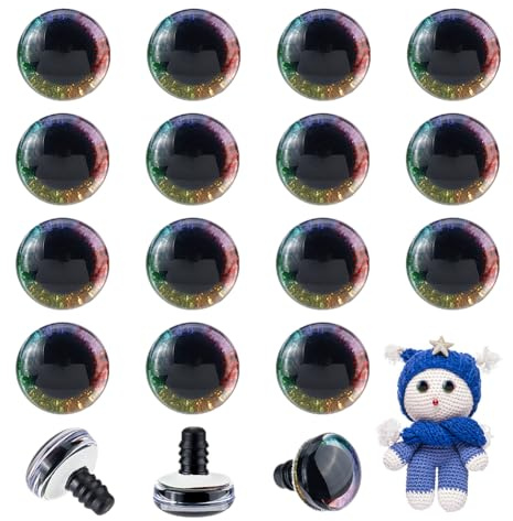SUPERFINDINGS 20 Set Glitzer Sicherheitsaugen Zum Häkeln 3D Katzenaugen 20mm Gestopfte Häkel Tieraugen Handwerks Sicherheitsaugen Für Amigurumi Puppenherstellungszubehör