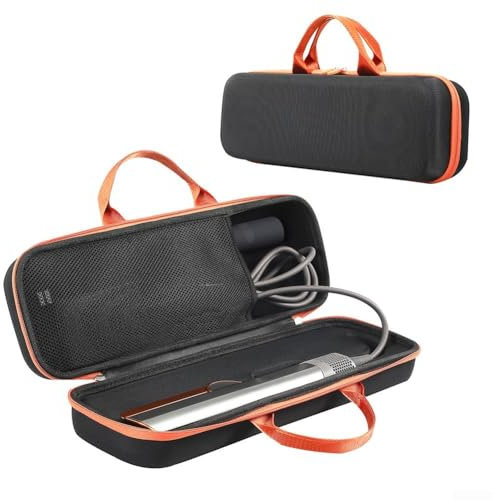 Sumsoctober Premium-Hartschalen-Reisetasche für Dyson für Airstrait für HT01, schützende Aufbewahrungstasche für Haarglätter, Zubehör, harte Tragetasche, tragbare Reisetasche (Schwarz Orange)