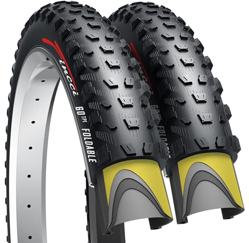 Fincci Fat Tires 29 x 2.6 Inch Folding 68-622 ETRTO with Nylon Protection 60TPI for Mountain Enduro Downhill MTB XC Trail Bicycle Tire