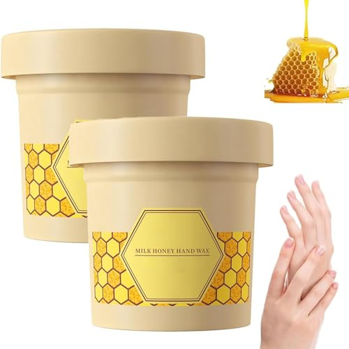 Honey Milk Wax Hand Mask, Hand Peeling Mask for Hand Moisturizing, Honey Peel Off Mask, Deep Moisturizing Milk Honey Peel Off Hand Wax, Hydrating Nourishing Exfoliating (2pcs)