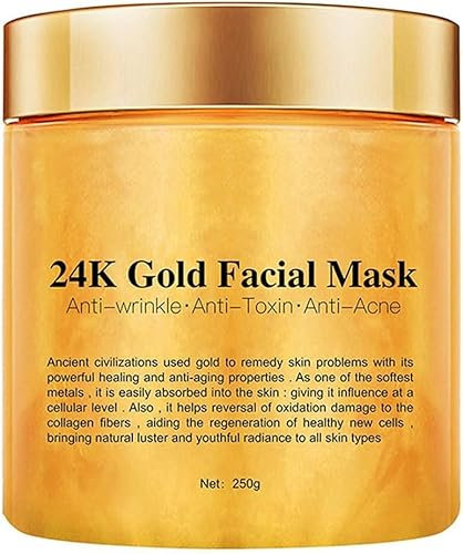 24K Gold Facial Mask, Gold Peel Off Mask, Rejuvenating Collagen Face Mask For Flawless Skin, Reduces Fine Lines & Wrinkles, Clears Acne, Minimizes Pores, Moisturizes & Firms Up Your Skin, 250g