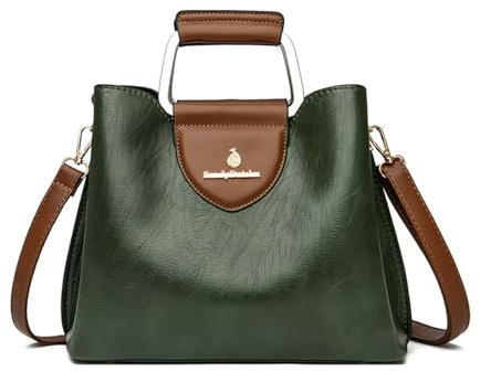 BUKESIYI Mujer Bolsos Bandolera Vestir Casual Bolsos de Mano PU Cuero Piel Convertible ES77345 Verde