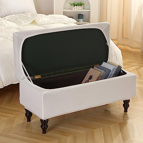 SFHDFLUQ Housse de Pouf rectangulaire Extensible Housse Pouf Stockage Housse Ottoman Jacquard tricoté Housse de Repose-Pieds Housses Amovibles et lavables(B,80-110cm)