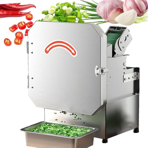 Commercial Vegetable Chopper, 200W Electric Vegetable Cutter, Industrial Slicer Stainless Steel Onion Chopper with Conveyor Belt, 1.5-35mm Adjustable Thickness for Veggie Tomato Lemon Potato