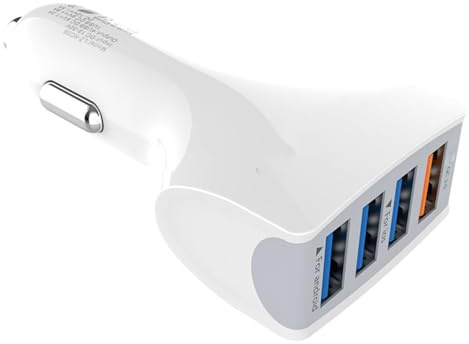 Fast Car Socket USB Quick Charge Vehicle Charger Adapter and Other White/Black
