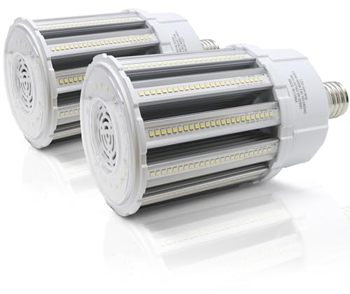 Bright Source LED Corn Light Bulb, E40, 100W, 13000lm, 360° Beam Angle, 6000K Daylight White, Replaces Metal Halide/Son/HID/HPS for Large Spaces/Street/Parking/Garage/Warehouse & Factory, 2 Pack