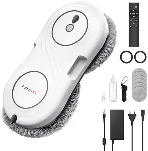 Robofun Mini Fensterputzroboter mit Turbinenmotor, 7000Pa Fensterroboter, Doppelhelix-Reinigung, 63 MM ultradünn, Randerkennung, 3 Reinigungsmodi, Fensterreiniger elektrisch für alle Fenstertypen