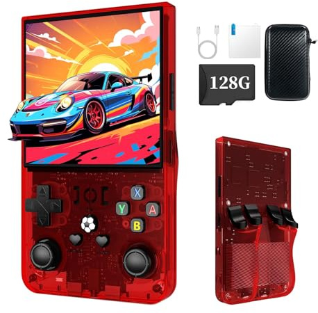 XiFanHo R36MAX Console per videogiochi retrò (nuovo aggiornamento R36S) - Schermo IPS 4K HD da 4,0, 128 GB precaricati, batteria ricaricabile da 4000 mAh, videogiochi portatili