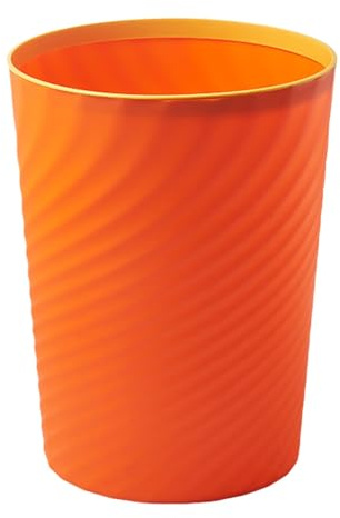 Generisch Papelera redonda de plástico, cubo de basura pequeño, cubo de basura de baño para cocina, dormitorio, oficina, dormitorio, dormitorio, dormitorio, dormitorio, fácil de limpiar (naranja, 23,7