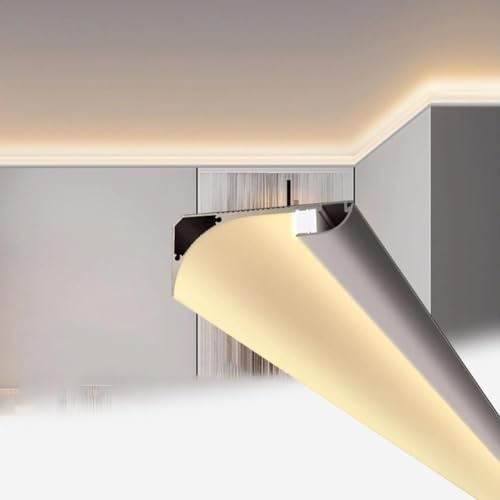 Aluminium-Kronenleistenbeleuchtung, LED-Lichtkanal-Diffusor Indirekte Beleuchtungsleiste Für Wand-Decken-Kanten, LED-Sockelleisten(Neutral light,1m/3.3ft)
