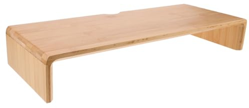 BESPORTBLE Support Écran PC Bambou Naturel Rehausseur Moniteur Compact pour Bureau Rack Élévateur Ordinateur Portable Résistant et Ergonomique pour Posture Confortable