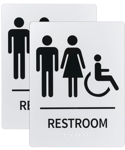 WADORN 2 Stück Unisex Toilettenschild In Braille Schrift ADA Konform Acryl Toilettenschild Für Unternehmen Mit Doppelseitigem Klebeband Herren Und Damen Toilettenschild Für Büros