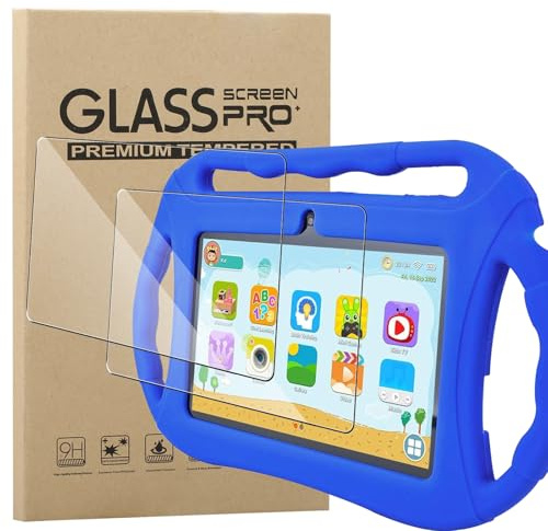 KZIOACSH 2 Pack Screen Protector for Veidoo 7 inch Android Kids Tablet/Veidoo V88 7 Inch, Ultra Clear 9H Hardness Touch Sensitive Anti-Scratch Anti-Fingerprint Protective Tempered Glass Film
