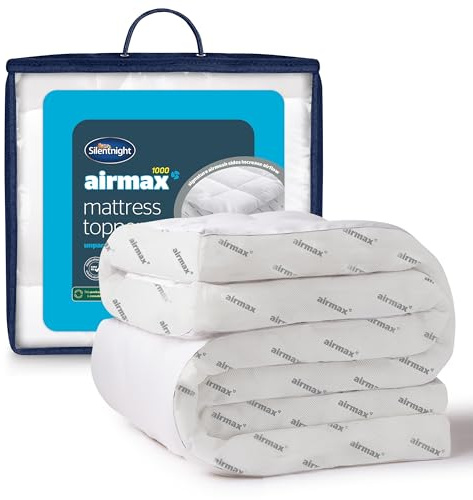 Silentnight Airmax 10cm Mattress Topper Small Double - Extra Thick Deep Comfy Soft Breathable Bed Topper Quilted Box Stitched Edge Elasticated Straps Machine Washable - 4ft - Small Double 120x190cm