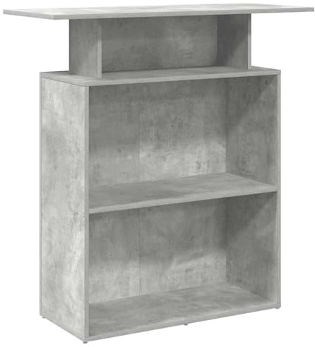 Mhdvray Bancone per ricevimento, grigio cemento, 100 x 40 x 104 cm, bancone in legno, bancone da reception con ripiano per ufficio, studio, parrucchiere e ufficio, bancone moderno