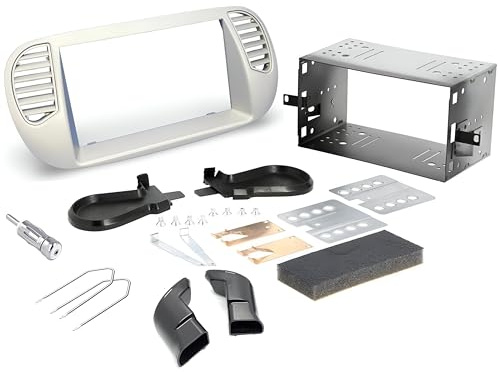 Sound Way Kit Montaggio Autoradio, Mascherina 2 DIN, Plancia, Adattatore Antenna, Chiavi di Smontaggio, Adattatori Bocchette d'Aria Compatibile con Fiat 500 Cinquecento