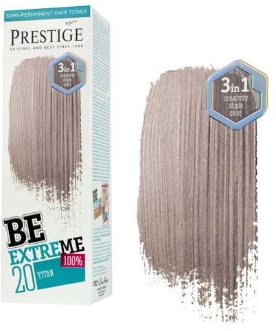 Vip's Prestige Be Extreme |Tóner Semipermanente para el cabello Color 20 Titanium | Pigmento Puro | Da Color a Cabellos Decolorados o Canosos | Sin Amoniaco, Sin Parabenos y PPD