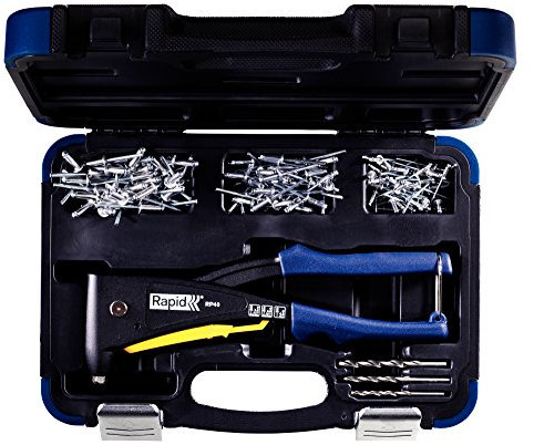 Rapid Nietenzange Set RP40 Multi, im Koffer inkl. 150 Nieten und 3 Bohrern, für Blindnieten ALU und Edelstahl von 3,2 - 4,8 mm