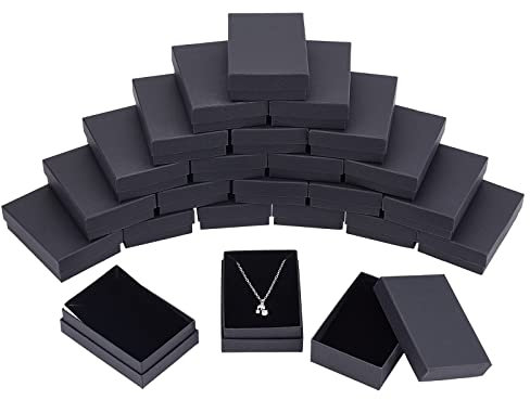 NBEADS 60PCS Scatole Portagioie Nere, Scatola Rettangolare per Gioielli Artigianato Fai-da-Te per Orecchini Collana Set Anello Braccialetto, Confezione da 9x6,5x2,8 cm